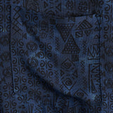 Men's Retro Short-Sleeve Ethnic Print Shirt “Dziwnów” – Navy