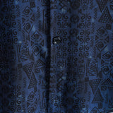 Men's Retro Short-Sleeve Ethnic Print Shirt “Dziwnów” – Navy