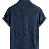 Men's Retro Short-Sleeve Ethnic Print Shirt “Dziwnów” – Navy