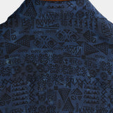 Men's Retro Short-Sleeve Ethnic Print Shirt “Dziwnów” – Navy