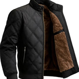 Men's Retro Quilted Fleece Jacket – Black