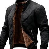 Men's Retro Quilted Fleece Jacket – Black