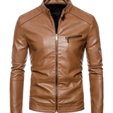 Men's Leather Jacket with Fur Trim
